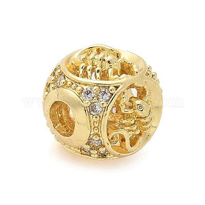 Латунные микро проложить кубического циркония бусы KK-Z095-04G-08-1