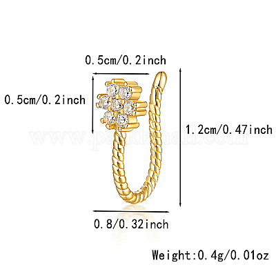 925 кольцо в носу в форме цветка из стерлингового серебра с прозрачным паве из циркония MA2524-13-1