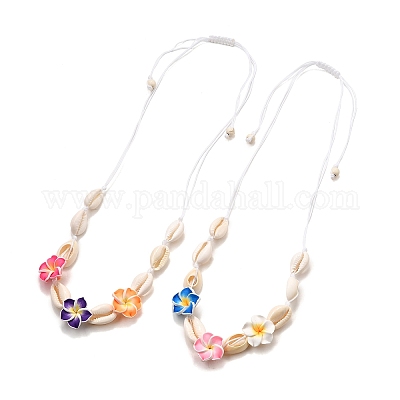 Ожерелья из бисера и натуральных ракушек каури NJEW-TA00202-1