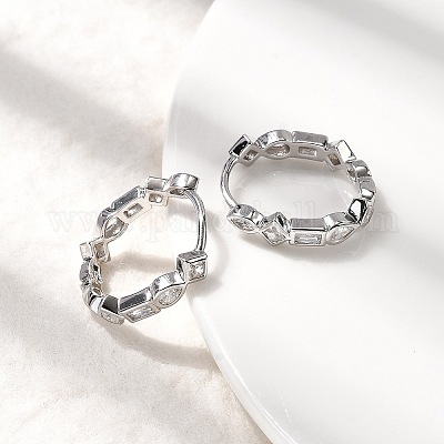 Латунные микро проложить серьги обруча кубического циркония EJEW-P322-02P-1