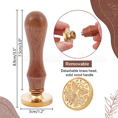 Латунная восковая печать штамп с ручкой AJEW-WH0184-0485-1