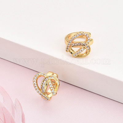 Латунные серьги-манжеты из прозрачного кубического циркония KK-T074-34G-1