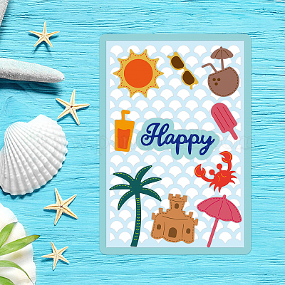 Matrices De Découpe Plage GLOBLELAND - Set Cocotier, Crabe, Volley | Pour Scrapbooking Et Cartes DIY