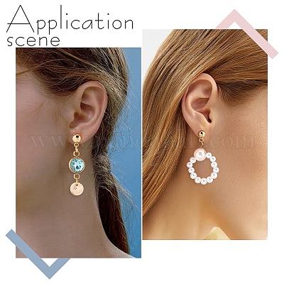 30 шт. 5 стиля фурнитуры для сережек-гвоздиков из нержавеющей стали 304 STAS-PH0001-48-1