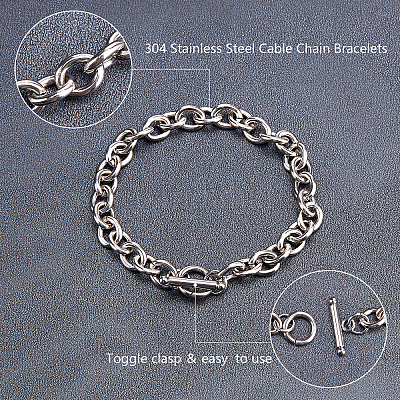 304ステンレススチールアズキチェーンブレスレット トグル留め金付き