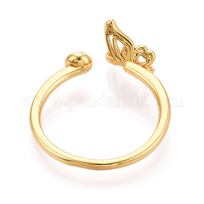 Бабочка латунная микропаве кубический цирконий чашка колышек закрепка кольца KK-N274-11G-1