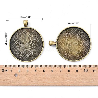 Тибетский стиль плоские круглые литые сеттинги кабошон большой кулон&nbsp;LS-X-TIBEP-Q049-09AB-NR-1