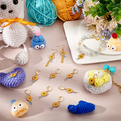 12 шт. сплав эмалированные подвески в виде подсолнуха фиксирующие маркеры петель HJEW-PH01654-1