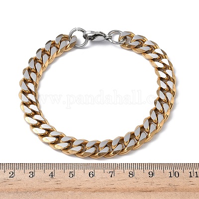 Браслеты из кубинских звеньев из нержавеющей стали 201/304 для унисекс BJEW-F522-04G-1