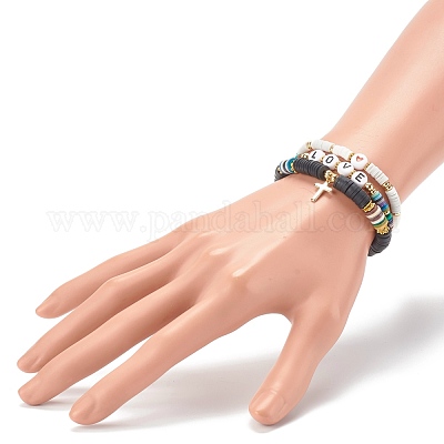 Wholesale Polymer Clay Heishi Beads Stretch Bracelets Sets for Valentine's  Day 