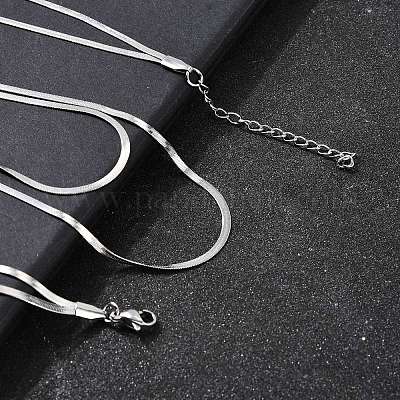 Ожерелья из двух цепочек с плоской цепочкой-змейкой из нержавеющей стали 304 NJEW-Q039-01P-1