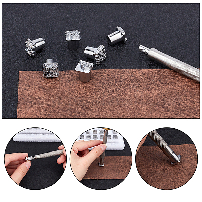 Wholesale PandaHall 12pcs 10mm Leathercraft Metal Flower Pattern Stamps  Punch Set Tool with 1pc Handle for Leather Craft Belt Bag Craft DIY Jewelry  Marking 
