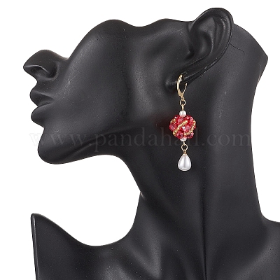 Стеклянные серьги-капли с застежкой-рычагом EJEW-MZ00531-1