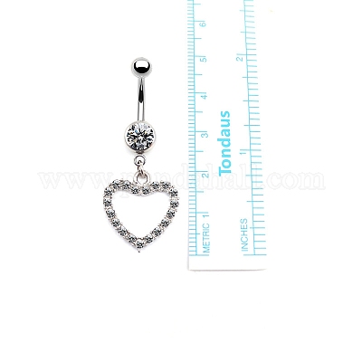 Кольца для пупка из хирургической нержавеющей стали 316L с прозрачным кубическим цирконием&nbsp;WG93CBC-02-1