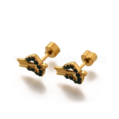 Серьги-гвоздики в форме сердца из нержавеющей стали 304 с ионным покрытием (IP) EJEW-A118-18G-01-1