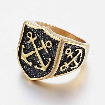 Ионное покрытие (ip) 304 нержавеющая сталь перстни-печатки для мужчин RJEW-H125-39AG-23mm-1