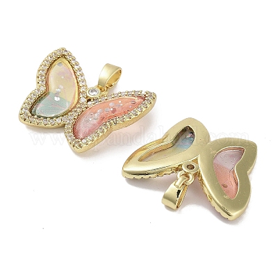 Настоящие 18-каратные позолоченные подвески из латуни с микропаве из кубического циркония KK-R161-05G-02-1