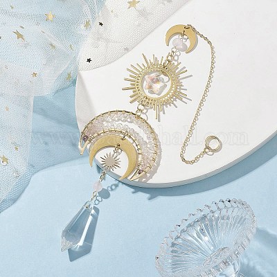 Подвесные ловцы солнца из лунной латуни и нержавеющей стали 304 HJEW-TA00159-1