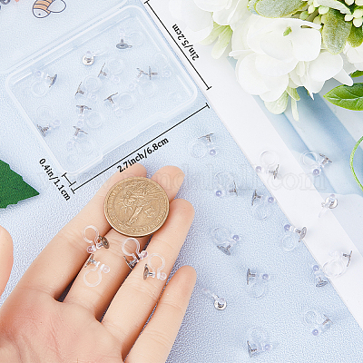 40 шт. фурнитура для сережек-клипс из нержавеющей стали 304 и пластика STAS-BBC0003-35-1