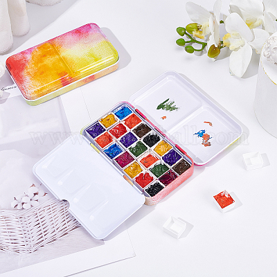 Wholesale PandaHall Elite Plastic & Tin Box Empty Watercolor Paint