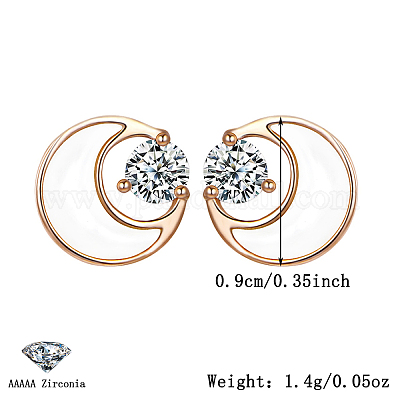 Серьги-гвоздики s925 из стерлингового серебра с прозрачными кубическими цирконами в форме луны PC9878-1