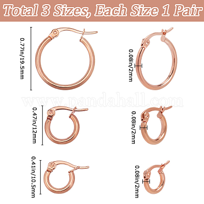 3 стиль 201 серьги-кольца из нержавеющей стали EJEW-SP0001-04-1