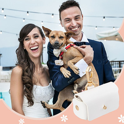 Чехол для хранения обручальных колец из искусственной кожи с застежками из сплава и наклейками из ПВХ для домашних животных AJEW-FG0004-27A-1