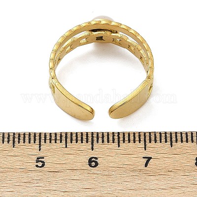 Кольца-манжеты из нержавеющей стали 316 с натуральными смешанными драгоценными камнями RJEW-Z098-01G-14-1