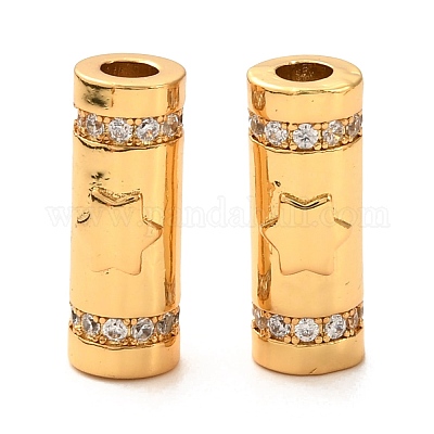 Латунные микро проложить прозрачный бисер кубического циркония трубки ZIRC-P086-05G-1