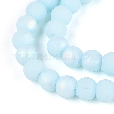 Нити из матовых непрозрачных стеклянных бусин GLAA-T032-P6mm-MBB10-1