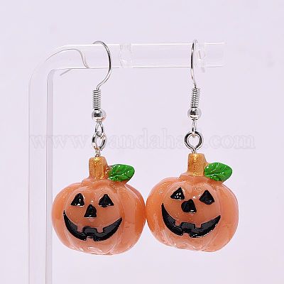 Серьги-подвески из пластика и смолы в форме тыквы на Хэллоуин FS-WGC9740-01-1