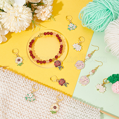 Маркеры петель с замком в виде цветка из сплава эмали HJEW-PH01874-1