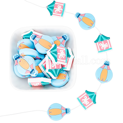 16 шт. 2 вида бусин из пищевого силикона в виде карусели/воздушного шара SIL-GO0001-17-1