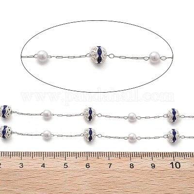 Круглые цепочки ручной работы из искусственного жемчуга и страз из АБС-пластика CHS-L028-03P-04-1