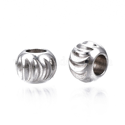 Рифленые бусины из нержавеющей стали 201 STAS-S117-014A-1