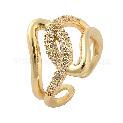 Регулируемые манжетные кольца с микропаве из кубического циркония из латуни RJEW-C130-02G-1