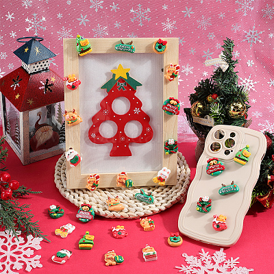 72шт 12 вида стилей Рождественская тема непрозрачные кабошоны из смолы RESI-SC0005-73-1