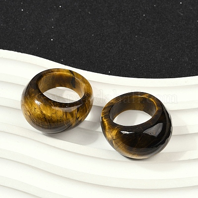 Натуральные кольца на палец «тигровый глаз» для унисекса RJEW-C128-01E-1