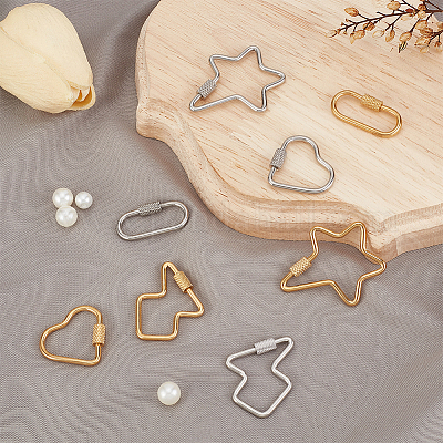 8 шт. 8 стиля подвески-карабиновые замки из нержавеющей стали 304 AJEW-AN0007-13-1