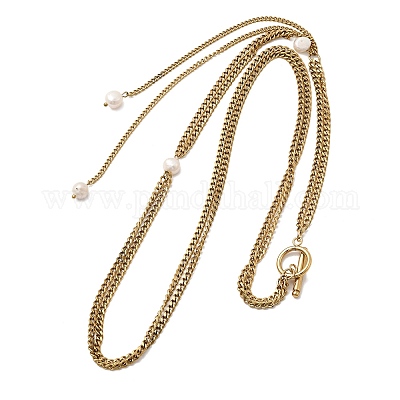 Женские ожерелья из однорядной витой цепочки из нержавеющей стали 304 NJEW-K255-61G-1