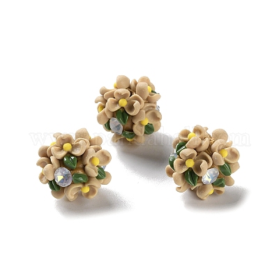 Бусины-шарики из полимерной глины со стразами и светом CLAY-U002-01A-1