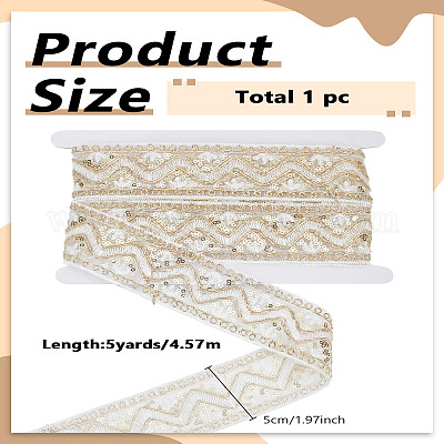 5 ярд полиэфирной кружевной ленты с вышивкой и пайеткой OCOR-LP0003-09B-1