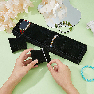 Бархатная витрина для часов с прямоугольной 4 сеткой AJEW-WH0166-11A-1