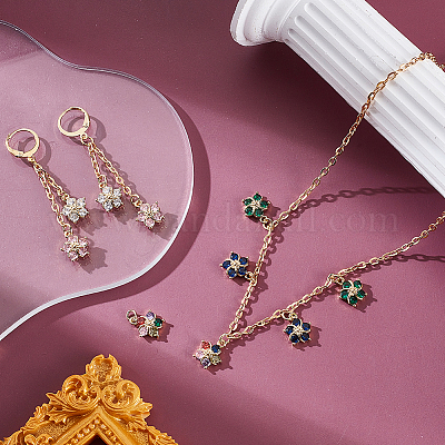 10шт 5 цвета латунные прозрачные кубические подвески из циркония ZIRC-PH0001-49-1