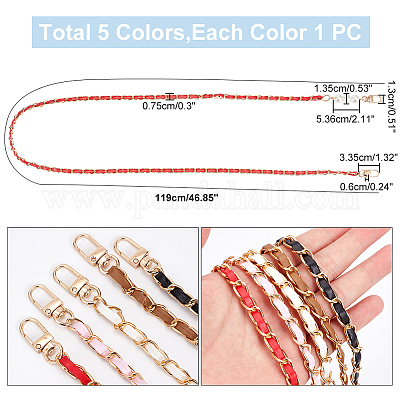 5 шт. 5-х цветные ремни для сумок из искусственной кожи и алюминия FIND-WR0009-49-1