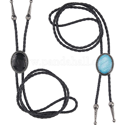 2 шт. 2-х цветное ожерелье-лариат из искусственной кожи NJEW-GF0001-16-1