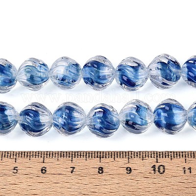 Фактурные внутренние бусины-лэмпворк ручной работы с цветком LAMP-T024-07B-1