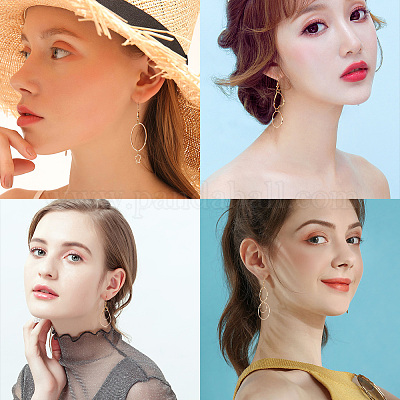 Наборы для самостоятельного изготовления висячих сережек с геометрической тематикой DIY-SC0013-45G-1