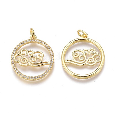 Латунные микропаве прозрачные подвески с фианитом ZIRC-Z008-40G-1