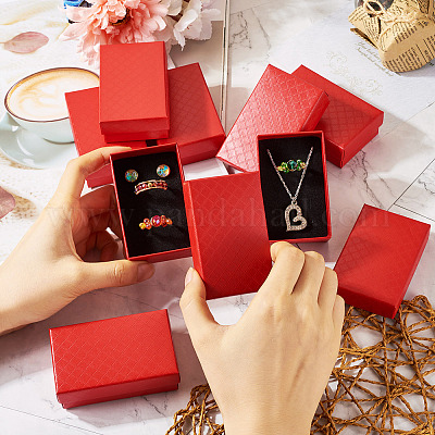 Прямоугольная картонная бумажная шкатулка для драгоценностей CON-TAC0015-01D-1